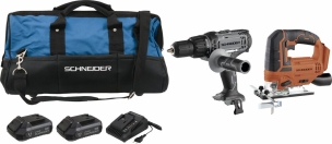 Pack 20V perceuse 50Nm-scie sauteuse-2 batteries Li-ion 2Ah - sac de transport