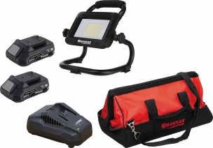 Projecteur LED 35W 5000 lumens 20V avec 2 batteries 2Ah Li-ion - chargeur - sac de transport