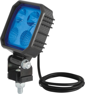 Phare de travail carré LED 10/30V 9W 1000 lumens/bleu/boîtier carbone