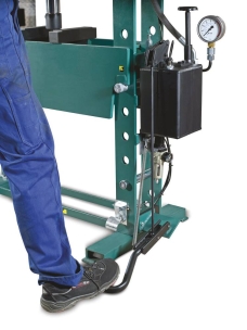 Presse d'atelier manuelle et pneumatique 50T bati soudé avec pédale
