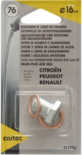 Bouchon de vidange M16 et 2 joints métalloplastiques - blister