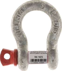 Manille lyre avec axe vissé à œil 28mm 8,5T grade 80 - avec étiquette