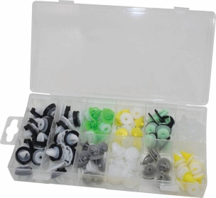 Clips de fixation en PVC - pour panneau de porte Renault/Dacia - présentoir de 6 coffrets de 85 pcs