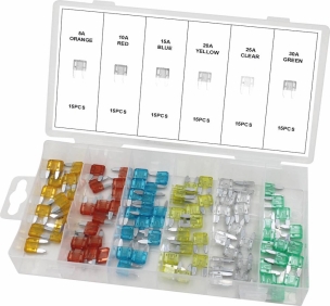Mini fusible enfichable assortiment - coffret de 90 pcs