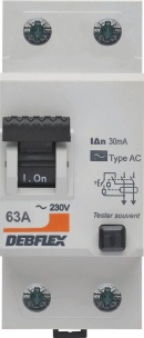Interrupteur différentiel 30mA 63A type AC modulaire pour tableau électrique
