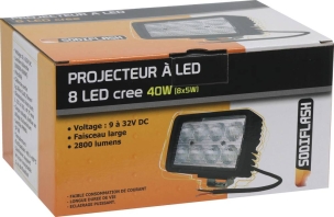 Phare de travail rectangle LED 12/24V 40W 2800 lumens - lot de 12 pcs