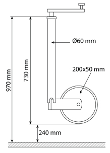 Roue jockey jante acier 60mm automatique 500kg
