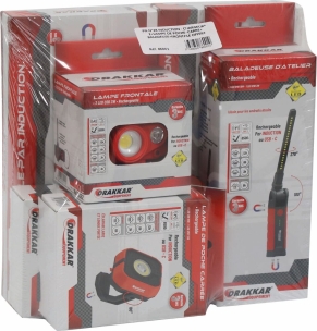 PN N°28 éclairage à induction - Lampe de poche, lampe de poche carrée, baladeuse et 2 chargeurs et lampe frontale