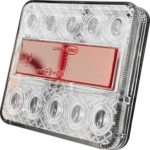 Feu arrière carré LED 12V 4 fonctions cabochon transparent - lot de 50 pcs