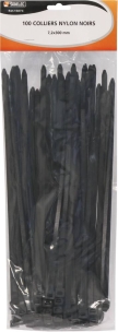 Collier nylon 7,2x300mm noir - lot de 100 pcs
