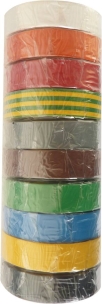 Ruban adhésif isolant PVC couleur assorties 15mmx10m - lot de 10 pcs