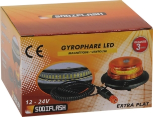 Gyrophare LED extra plat 12/24V double flash magnétique
