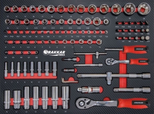 Servante d'atelier 8 tiroirs composée de 176 outils - modules carbone