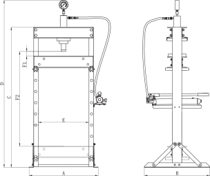 Presse d'atelier manuelle 20T bâti boulonné