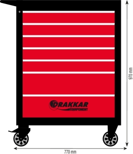 Servante d'atelier 7 tiroirs avec plan de travail en ABS 770x460x970mm