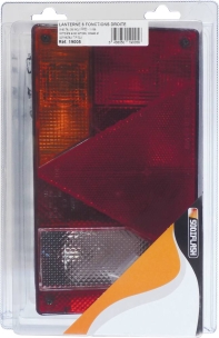 Feu arrière rectangle droit 12V 6 fonctions 235x135mm - blister