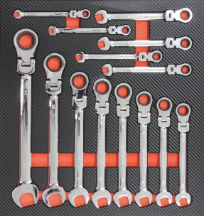 Module mousse 402x380mm carbone clés à cliquet articulées - 14 pcs