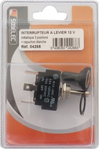 Interrupteur à levier métallique 3 positions avec capuchon étanche - blister