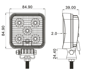 Phare de travail carré LED 10/32V 15W 1000 lumens bleu éclairage large