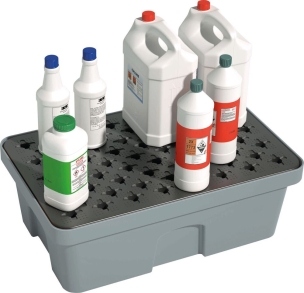 Bac de rétention 40L avec caillebotis 100% PE ultra bas