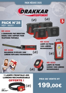 PN N°28 éclairage à induction - Lampe de poche, lampe de poche carrée, baladeuse et 2 chargeurs et lampe frontale