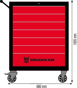 Servante d'atelier 7 tiroirs rouge/noir 680x460x1005mm