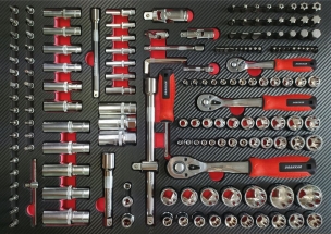 Servante d'atelier 7 tiroirs composée de 249 outils - modules carbone