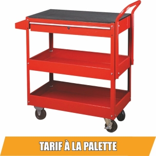 Servante d'atelier métallique 3 plateaux et 1 tiroir 935x395x956mm