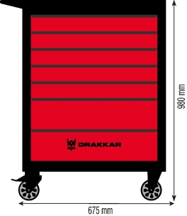Servante d'atelier 7 tiroirs rouge/noir 675x450x980mm