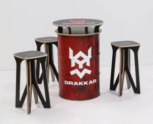 Table fût et 3 tabourets Drakkar