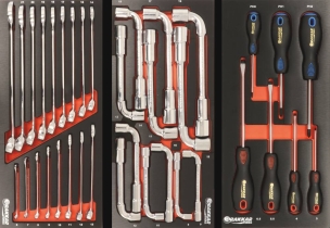 Servante d'atelier 7 tiroirs composée de 212 outils - modules finition métal