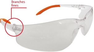 Lunettes de protection incolores avec branches fines