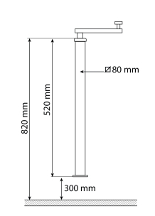 Béquille acier carré de 80mm course de 300mm 1200kg avec fixation réglable