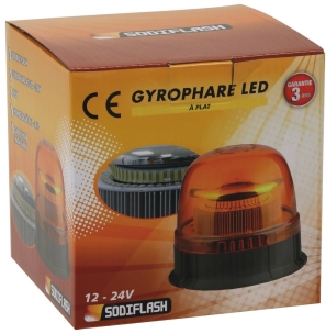 Gyrophare LED double flash 12/24V fixation à plat