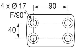 Chape mixte d'attelage 3,5T avec axe à boule 4 trous 17mm entraxe 90x40mm