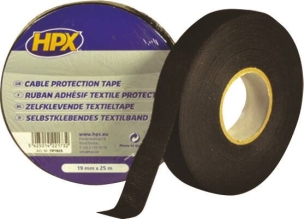 Ruban adhésif textile de protection noir pour câble 19mmx25m