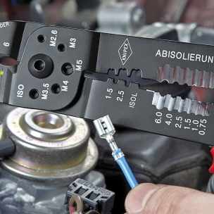 Pince à sertir 240mm cosse isolée et non isolée bi-matière - carte