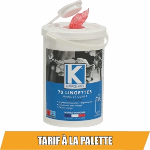 Lingettes nettoyantes mains 310x270mm - pot distributeur de 70 lingettes
