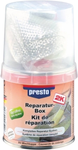 Mastic polyester de réparation avec tube durcisseur et tissu fibre de verre - lot de 6 pots de 250g
