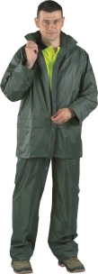 Vêtement de pluie PE/PVC avec capuche 186 g/m² vert XL - pantalon/veste - lot de 25 pcs