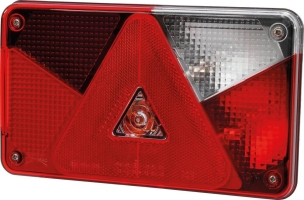 Feu arrière rectangle 12V droit 5 fonctions pour connecteur 5 plots 238x140mm