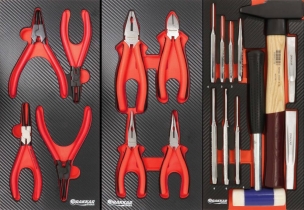Servante d'atelier 7 tiroirs composée de 162 outils - modules carbone