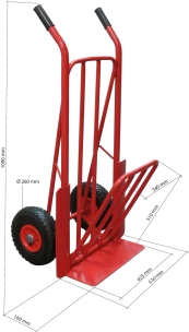 Diable 250kg avec bavette rabattable et roues gonflables