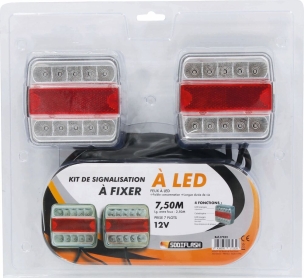 Kit de signalisation arrière 7,5m à fixer feux LED - lot de 10 pcs