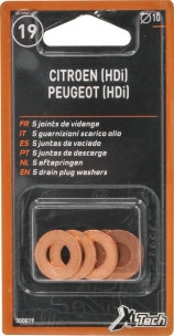 Joint de bouchon de vidange en cuivre 10mm - blister de 5 pcs