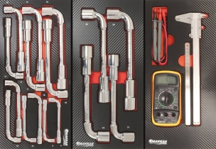 Servante d'atelier 7 tiroirs composée de 234 outils - modules finition carbone