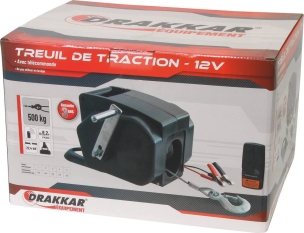 Treuil de traction électrique 12V 500kg avec télécommande sans fil