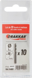 Foret à métaux HSS 1mm - lot de 10 pcs