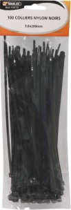 Collier nylon 3,6x200mm noir - 250 lots de 100 pcs