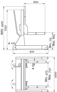 Chariot hydraulique mobile pour roues PL max 800kg